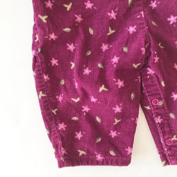 Oshkosh vintage floral/leaf corduroy overalls 6m - Picture 3 of 5